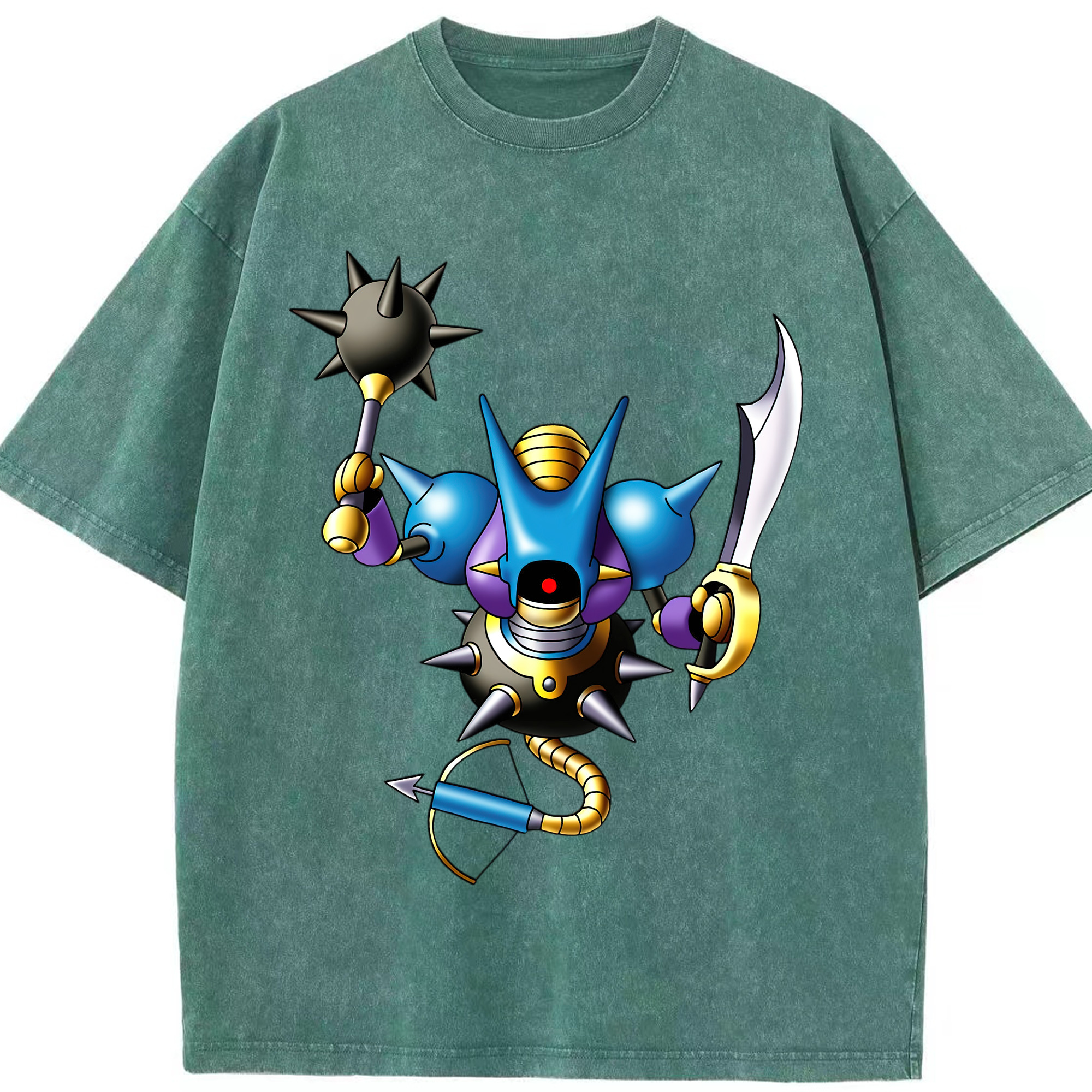 （画像用） ドラゴンクエスト Doragon Kuesuto Dragon Quest 綿100% ヴィンテージ風 半袖Tシャツ（フロントプリント）